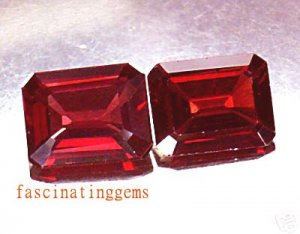 7.95CT PAIR BEAUTIFUL RICH RED RECTANGLE ZIRCON