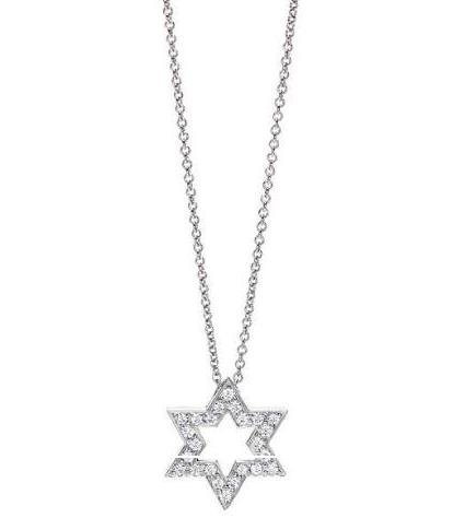 0.925 sterling silver and gemmy five star necklace and pendant