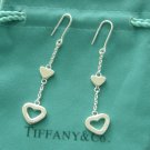Amazing Sterling new style long chain heart dangling earrings