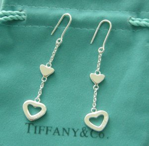 Amazing Sterling new style long chain heart dangling earrings