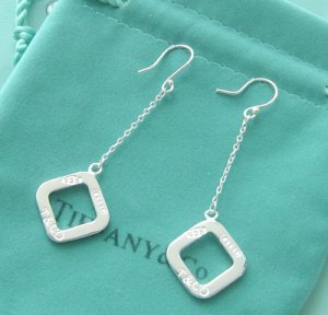 Amazing Sterling new style long chain 1837 long square dangling earrings