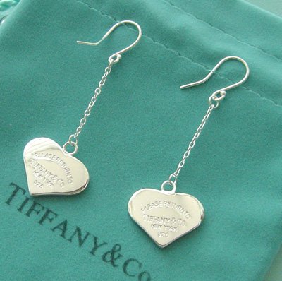 Amazing Sterling new style long chain heart dangling earrings