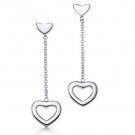 Amazing Sterling new style long chain heart dangling earrings