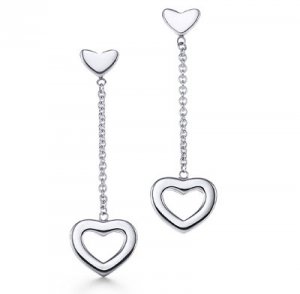 Amazing Sterling new style long chain heart dangling earrings