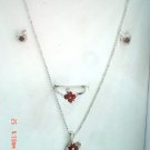 100% natural red garnet and sterling silver sets