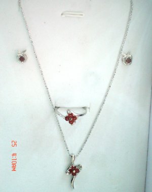 100% natural red garnet and sterling silver sets