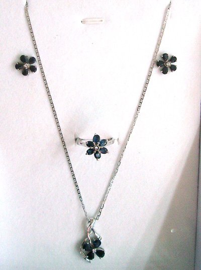 100% natural blue sapphire and sterling silver sets