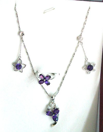 100% natural amethyst and sterling silver sets