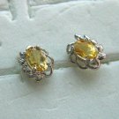 100% natural yellow round sapphire and sterling silver earrings
