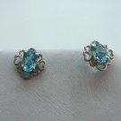 100% natural blue round sapphire and sterling silver earrings