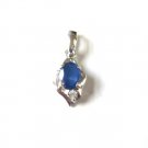 100% natural blue sapphire and sterling silver necklace pendant