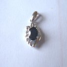 100% natural blue sapphire and sterling silver necklace pendant