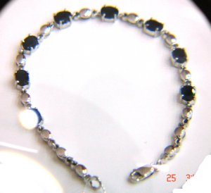 100% natural blue sapphire and sterling silver bracelet