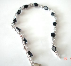 100% natural blue sapphire and sterling silver bracelet