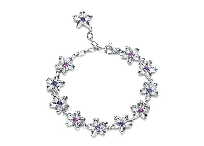 Beautiful 925 Sterling silver chain flower bracelet,new arrival!