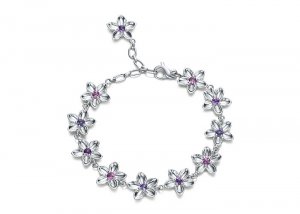 Beautiful 925 Sterling silver chain flower bracelet,new arrival!