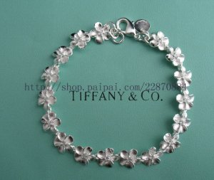 Beautiful 925 Sterling silver flower chain  bracelet,new arrival!