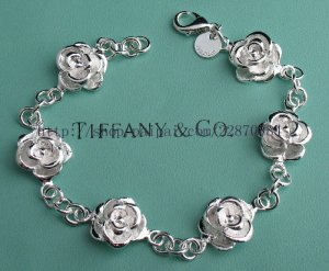 Beautiful 925 Sterling silver  rose flower bracelet,new arrival!