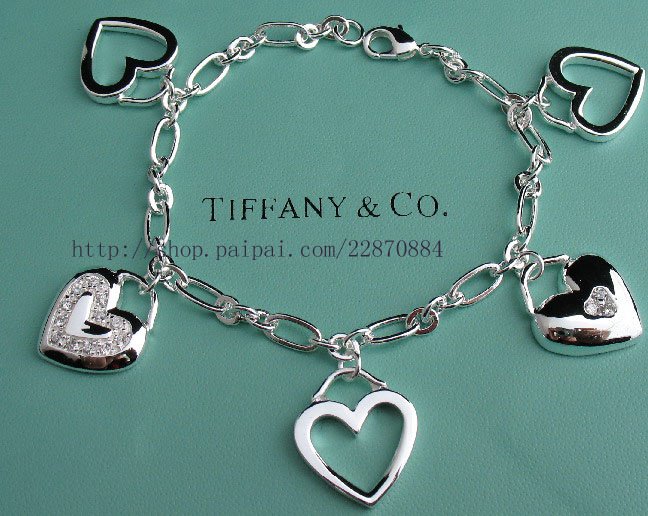 Beautiful 925 Sterling silver five heart bracelet,new arrival!