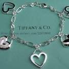 Beautiful 925 Sterling silver five heart  bracelet,new arrival!
