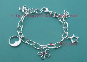 Beautiful 925 Sterling silver  butterfly flower bracelet,new arrival!