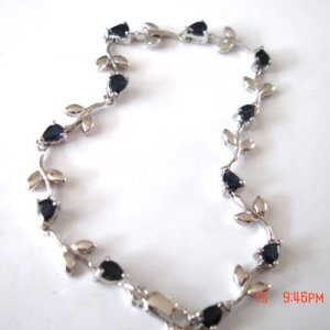 100% natural blue sapphire and sterling silver bracelet