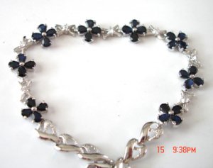 100% natural blue sapphire and sterling silver bracelet