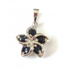 100% natural blue sapphire and sterling silver necklace pendant