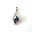 100% natural blue sapphire and sterling silver necklace pendant