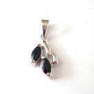 100% natural blue sapphire and sterling silver necklace pendant