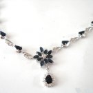 100% natural blue sapphire and sterling silver necklace pendant