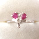 100% natural red ruby and sterling silver ring