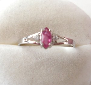 100% natural red ruby and sterling silver ring