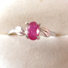 100% natural red ruby and sterling silver ring