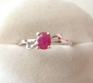 100% natural red ruby and sterling silver ring
