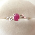 100% natural red ruby and sterling silver ring