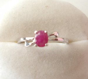 100% natural red ruby and sterling silver ring