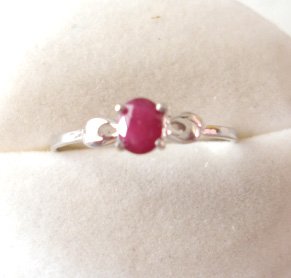 100% natural red ruby and sterling silver ring