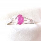 100% natural red ruby and sterling silver ring