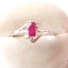 100% natural red ruby and sterling silver ring
