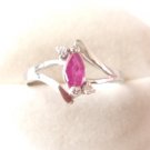 100% natural red ruby and sterling silver ring