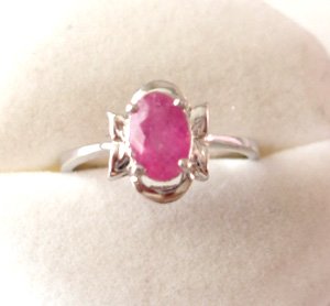 100% natural red ruby and sterling silver ring