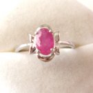 100% natural red ruby and sterling silver ring