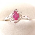 100% natural red ruby and sterling silver ring