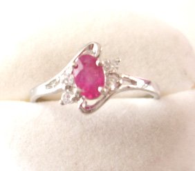 100% natural red ruby and sterling silver ring