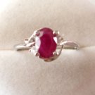 100% natural red ruby and sterling silver ring