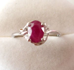 100% natural red ruby and sterling silver ring