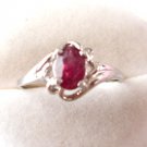 100% natural red ruby and sterling silver ring
