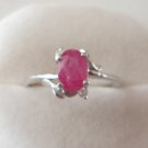 100% natural red ruby and sterling silver ring