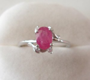 100% natural red ruby and sterling silver ring
